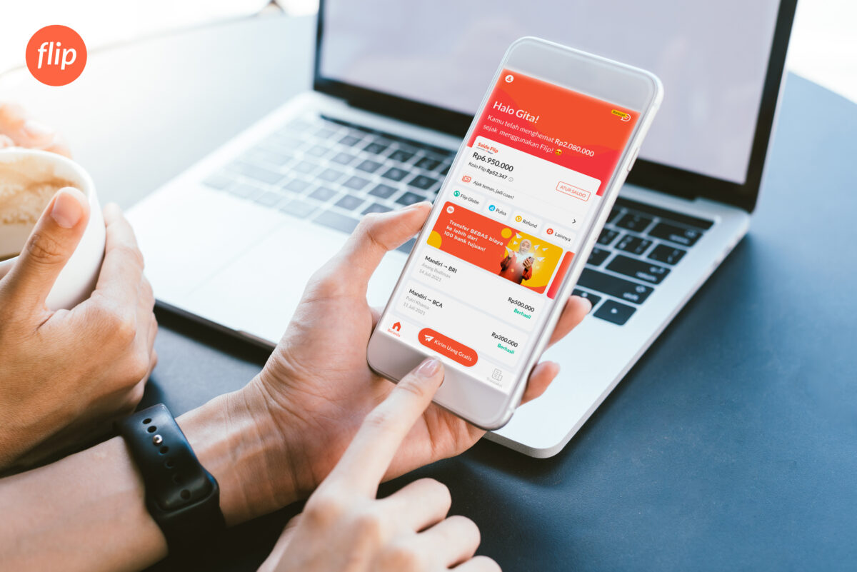 Young Asian woman using smartphone mock up blank black screen in